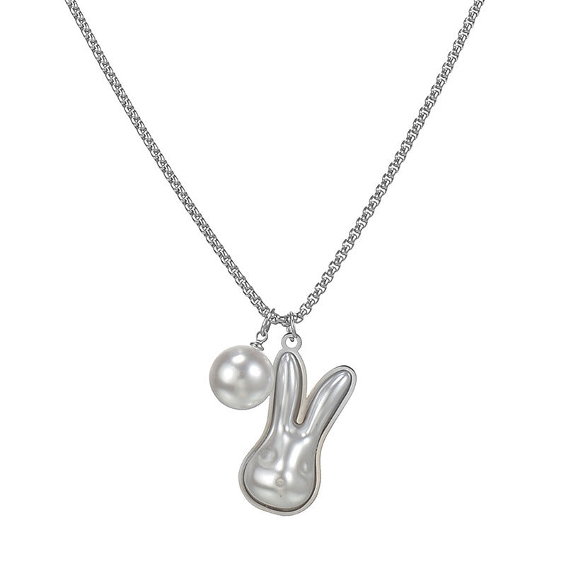 Simple Style Rabbit Stainless Steel Polishing Pendant Necklace