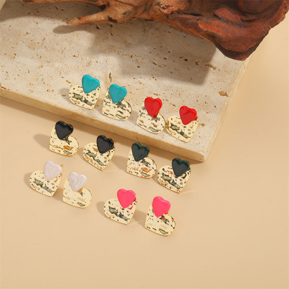 Cross-border hot-selling copper-plated 14K real gold love high-quality high-quality ear acupuncture literary retro personality earrings jewelry