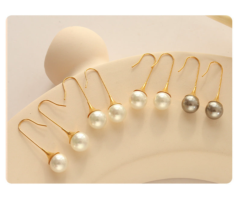 Fashion Titanium Steel Gold Plated Ear Clip Imitation Pearl