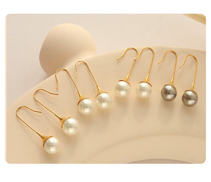 Fashion Titanium Steel Gold Plated Ear Clip Imitation Pearl