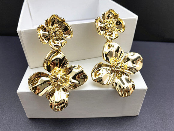 1 Pair Fashion Flower Metal Plating Women's Drop Earrings