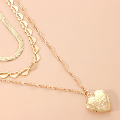 Streetwear Heart Shape Alloy Wholesale Layered Necklaces