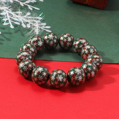 Cute Christmas Tree Elk Wood Beaded Christmas Unisex Bracelets