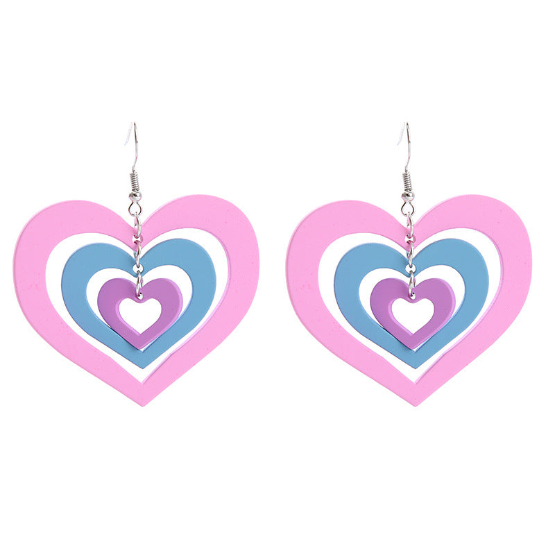 Fashion Letter Heart Shape Arylic Stoving Varnish Women's Drop Earrings 1 Pair