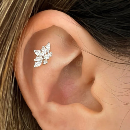 1 Piece Simple Style Geometric Plating Sterling Silver Zircon Ear Studs