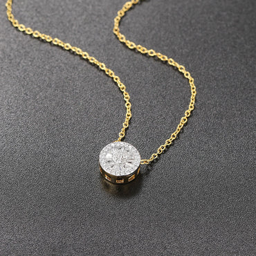Lady Round Copper Plating Inlay Zircon Pendant Necklace