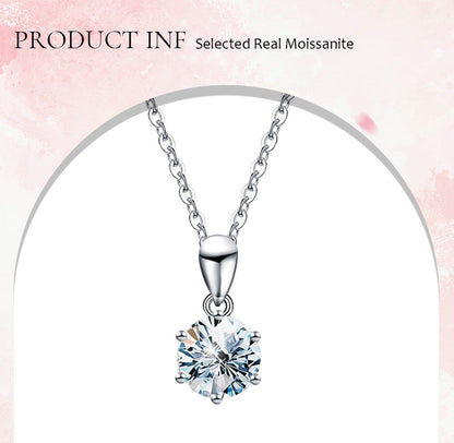 Classic Style Geometric Sterling Silver Moissanite Pendant Necklace In Bulk