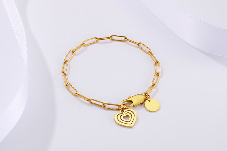 European And American Bracelet Stainless Steel Simple Heart-shape Bracelet Wholesale