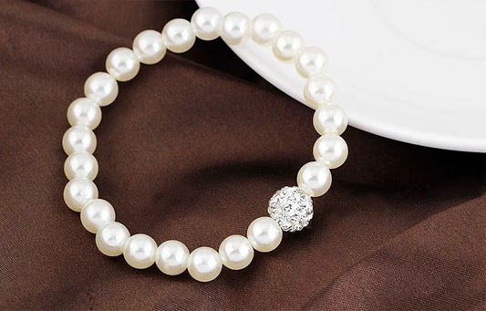 French Style Solid Color Imitation Pearl Beaded Women's Bracelets Earrings Necklace