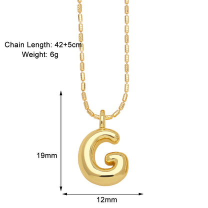 Copper Gold Plated Simple Style Letter Pendant Necklace