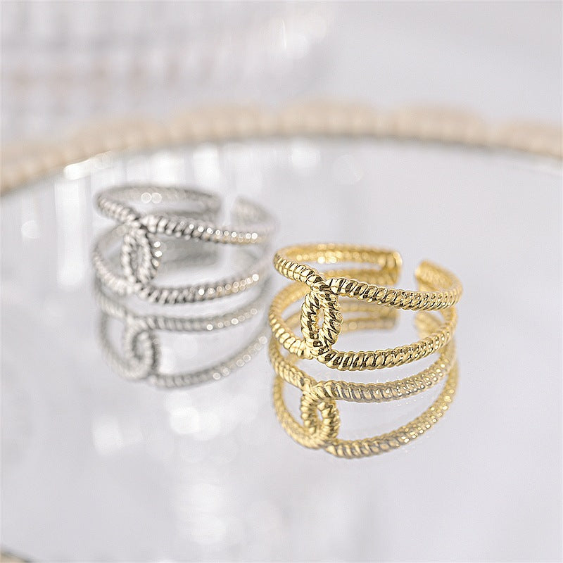 Fashion Plant Heart Shape Snake Titanium Steel Open Ring