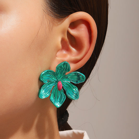 Simple Style Flower Alloy Patchwork Women's Ear Studs