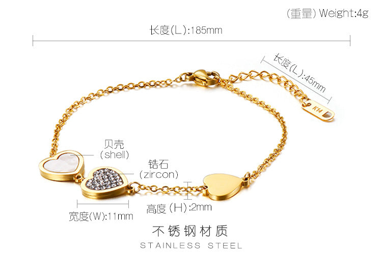 South Korea Stainless Steel Jewelry Wholesale Stainless Steel Diamond-studded Exquisite Bracelet