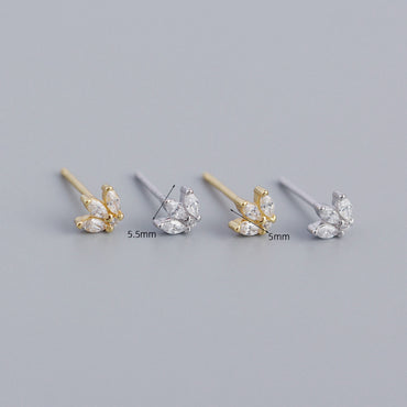 Fashion Crown Sterling Silver Rhinestones Ear Studs 1 Pair