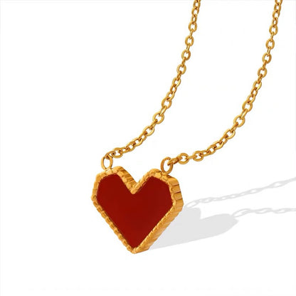 Sweet Heart Shape Titanium Steel Plating Acrylic Pendant Necklace