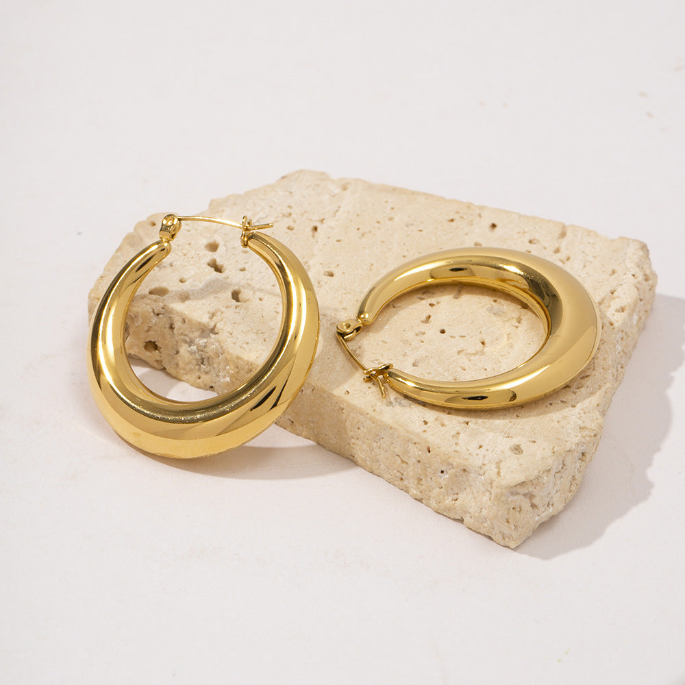 Fashion Circle Gold Plated Stainless Steel Gold Plated Hoop Earrings