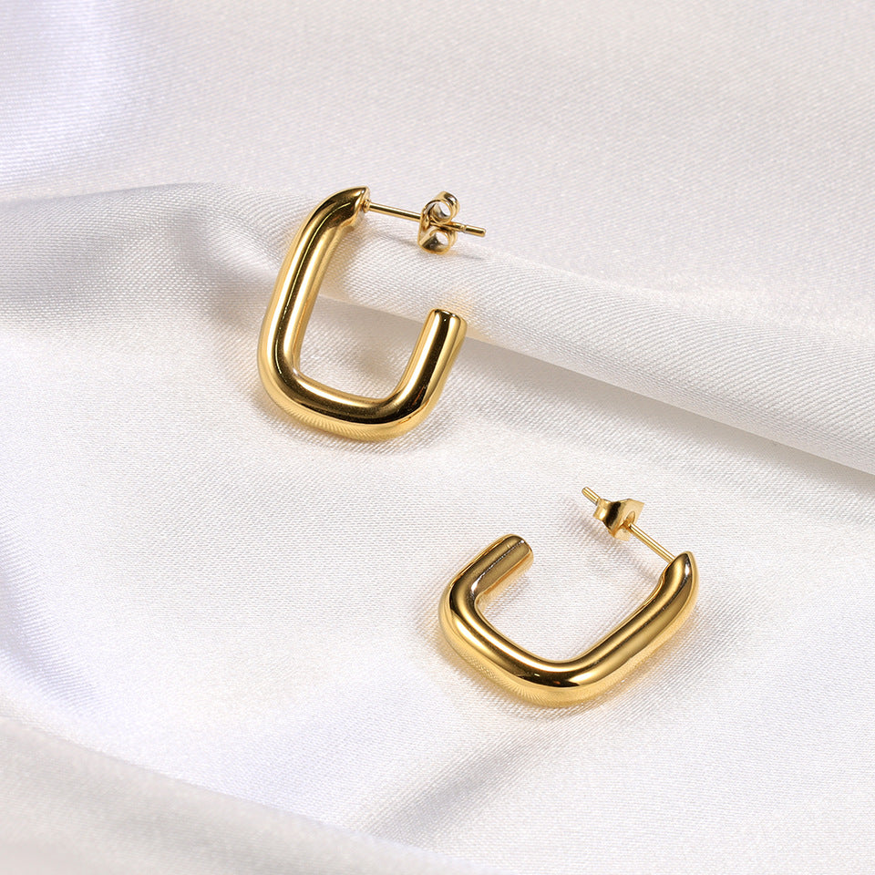 1 Pair Casual Simple Style U Shape Polishing Plating Titanium Steel 18k Gold Plated Ear Studs