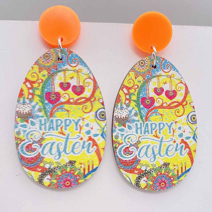 1 Pair Cute Rabbit Letter Wood Drop Earrings