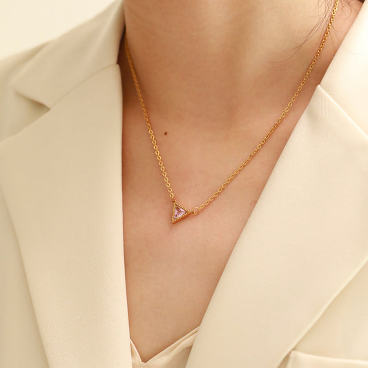 Titanium Steel Simple Style Triangle Pendant Necklace