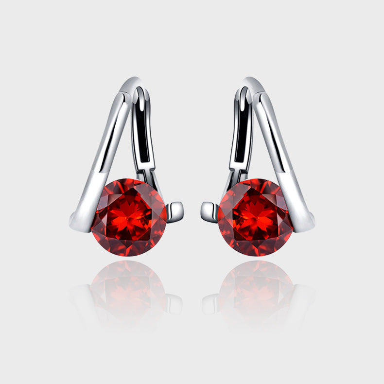 1 Pair Simple Style Geometric Inlay Sterling Silver Zircon Earrings