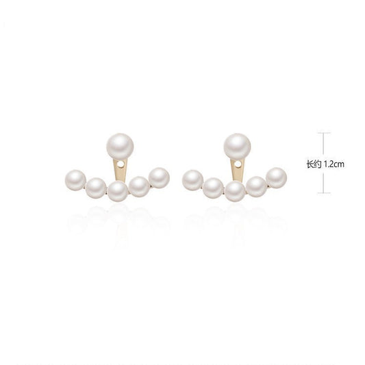 Geometric Inlaid Pearls Alloy Artificial Gemstones Earrings Ear Studs