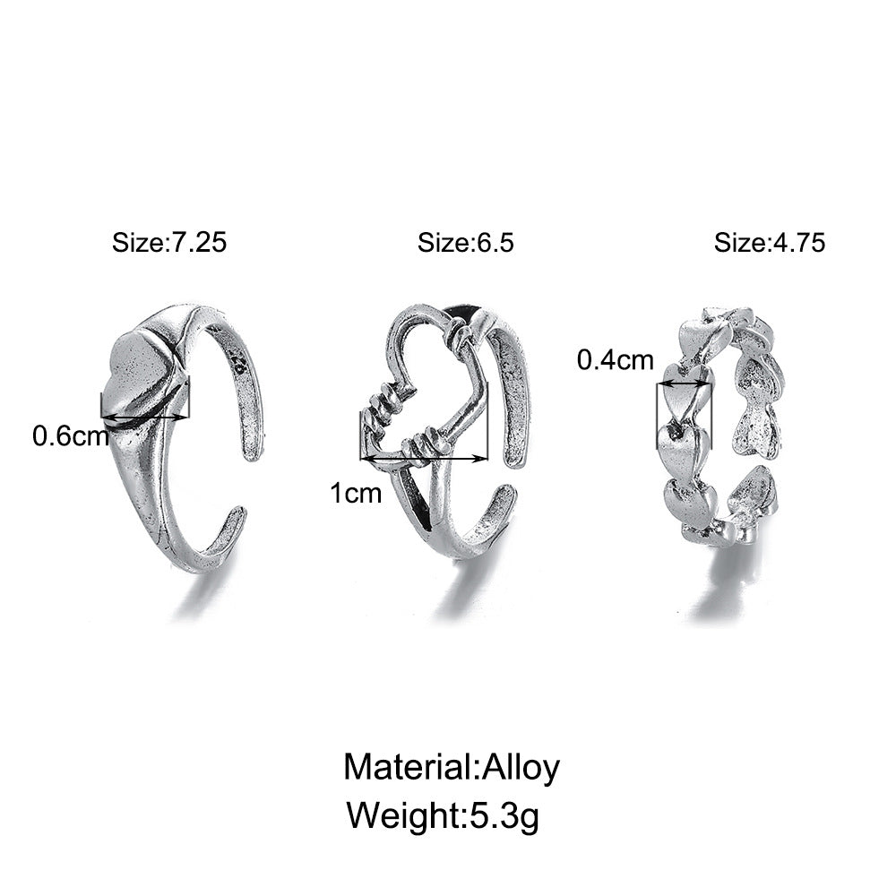 Retro Mermaid Butterfly Open Joint Ring 3-piece Set Wholesale