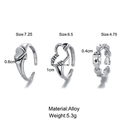 Retro Mermaid Butterfly Open Joint Ring 3-piece Set Wholesale