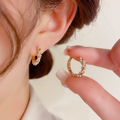 1 Pair Elegant Baroque Style Heart Shape Butterfly Bow Knot Plating Copper Hoop Earrings Drop Earrings Ear Studs