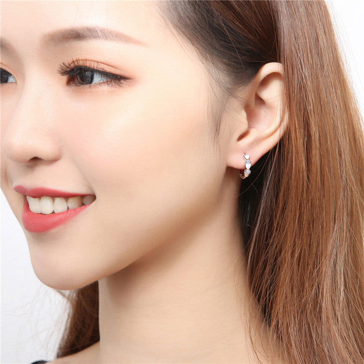 1 Pair Fashion Heart Shape Polishing Plating Inlay Copper Zircon White Gold Plated Earrings