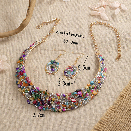 Bohemian Multicolor Alloy Inlay Artificial Gemstones Rhinestones Women's Jewelry Set