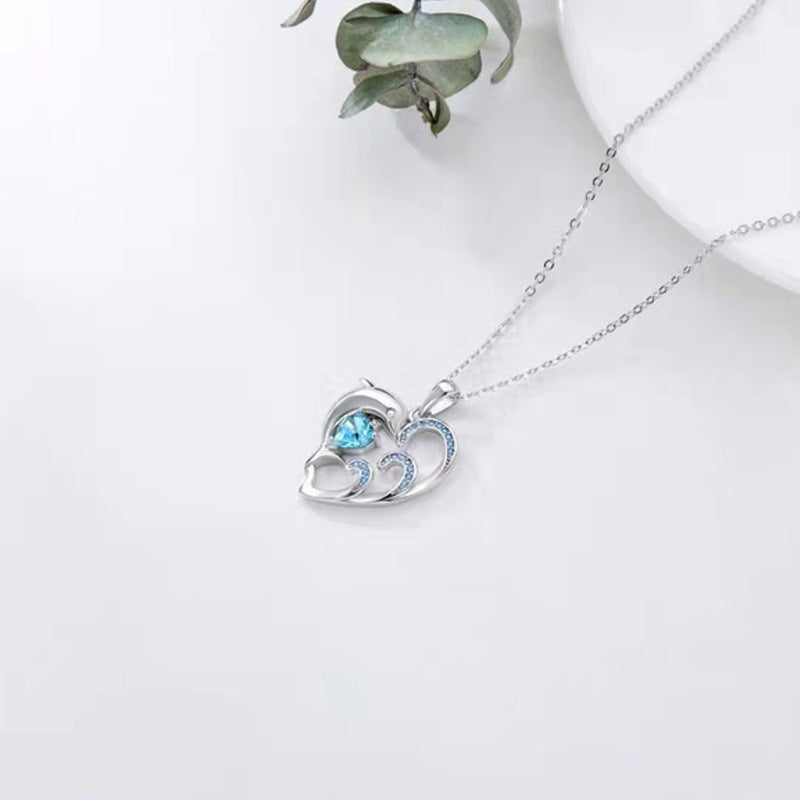 1 Piece Fashion Dolphin Heart Shape Alloy Plating Hollow Out Inlay Rhinestones Women's Pendant Necklace