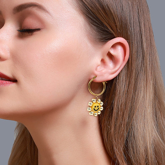 1 Pair Fashion Geometric Smiley Face Metal Plating Women's Hoop Earrings