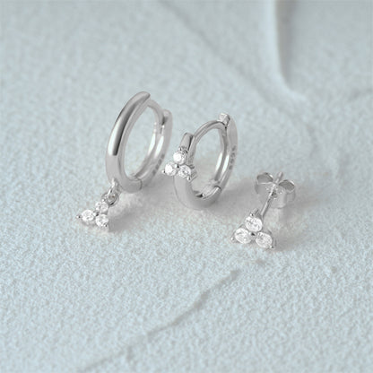 1 Set Simple Style Star Butterfly Plating Sterling Silver Hoop Earrings Ear Studs