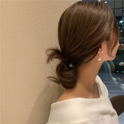 1 Pair Elegant Basic Lady Geometric Imitation Pearl Sterling Silver Drop Earrings