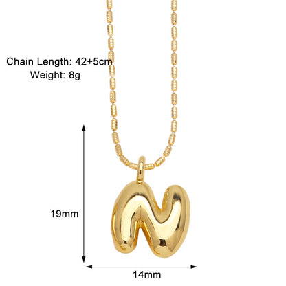 Copper Gold Plated Simple Style Letter Pendant Necklace