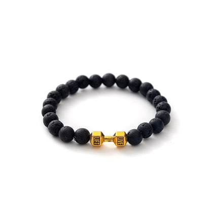 Hip-Hop Geometric Letter Alloy Volcanic Rock Unisex Bracelets