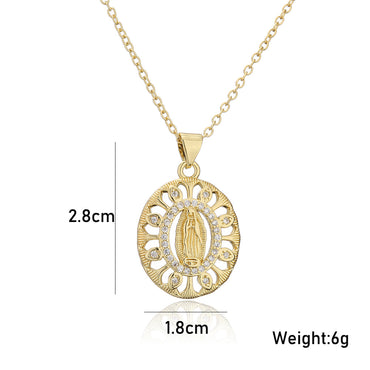 New Real Gold Electroplating Religious Series Pendant Copper Micro-inlaid Zircon Necklace