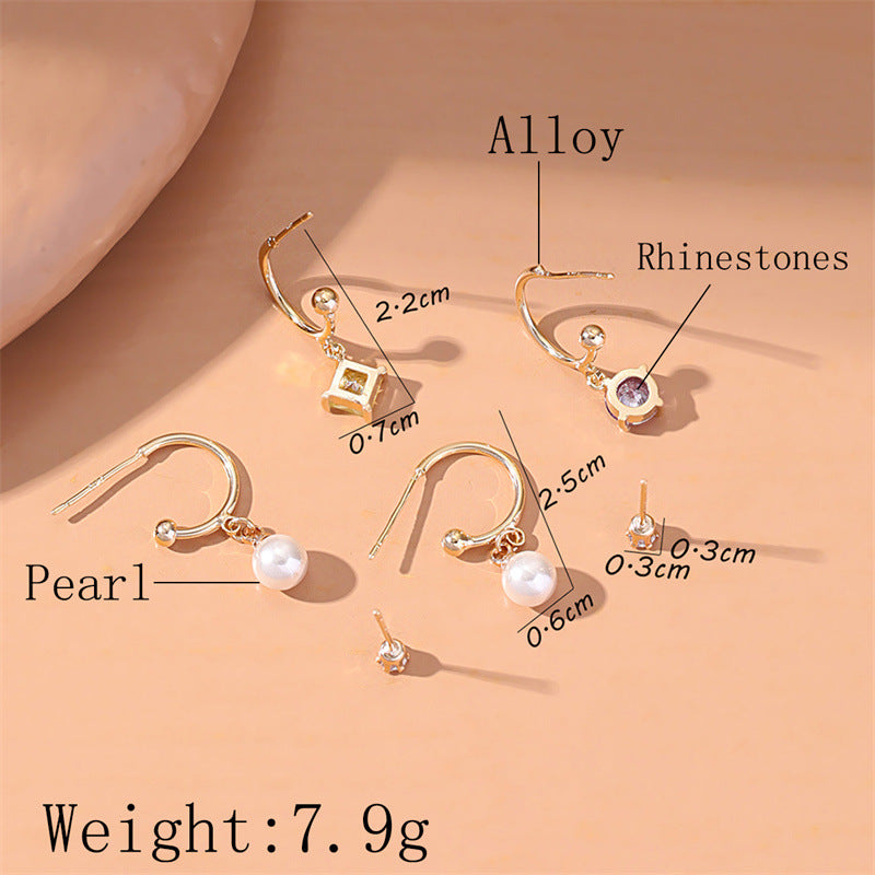 Fashion Geometric Alloy Plating Artificial Pearls Women's Earrings 1 Set