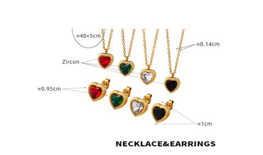 Retro Heart Shape Titanium Steel Pendant Necklace Zircon Stainless Steel Necklaces