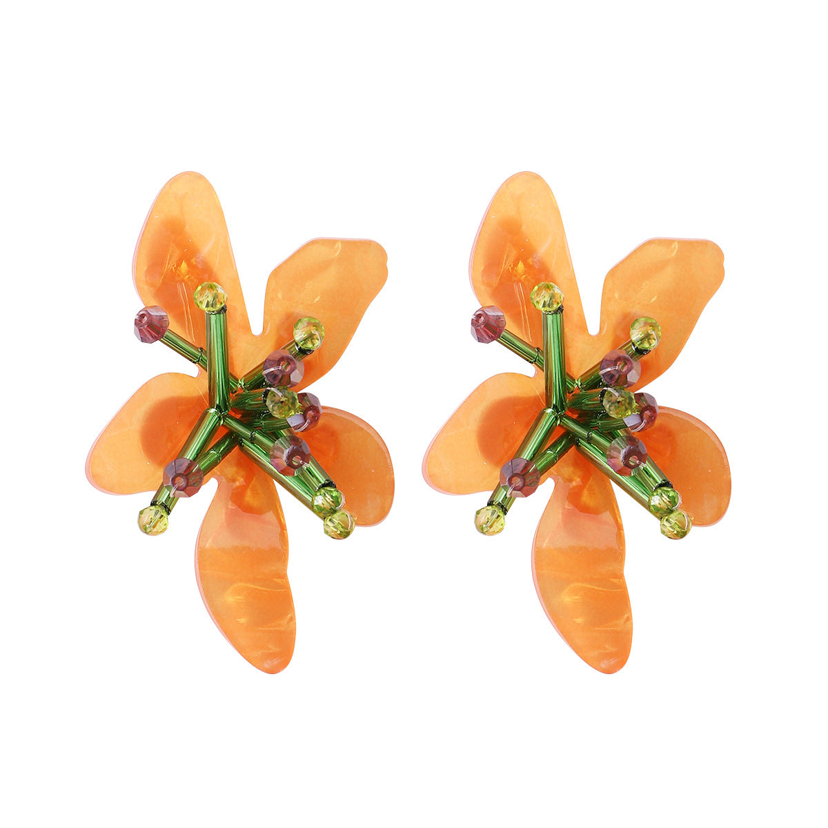 Fashion Flower Plastic Beaded Women's Ear Studs 1 Pair