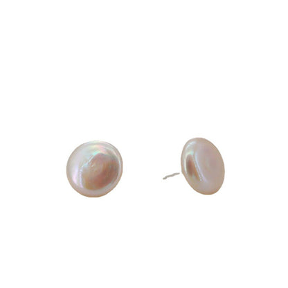 New Single Pearl Stud Earrings Female Copper Plated 14k Real Gold Light Luxury Fashion Large Freshwater Pearl Earrings