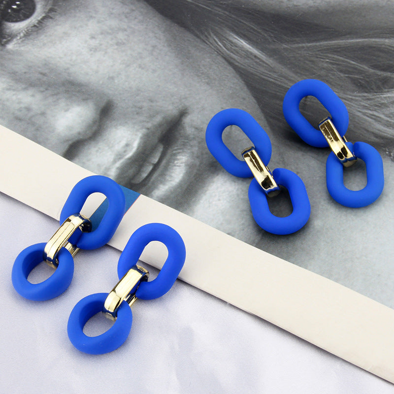 Klein Blue Earrings Korean Version Of Geometric Pendant Earrings