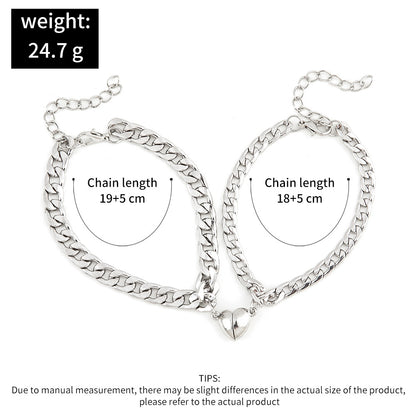 Fashion Solid Color Stainless Steel Bracelets Heart Stainless Steel Bracelets 2 Pieces