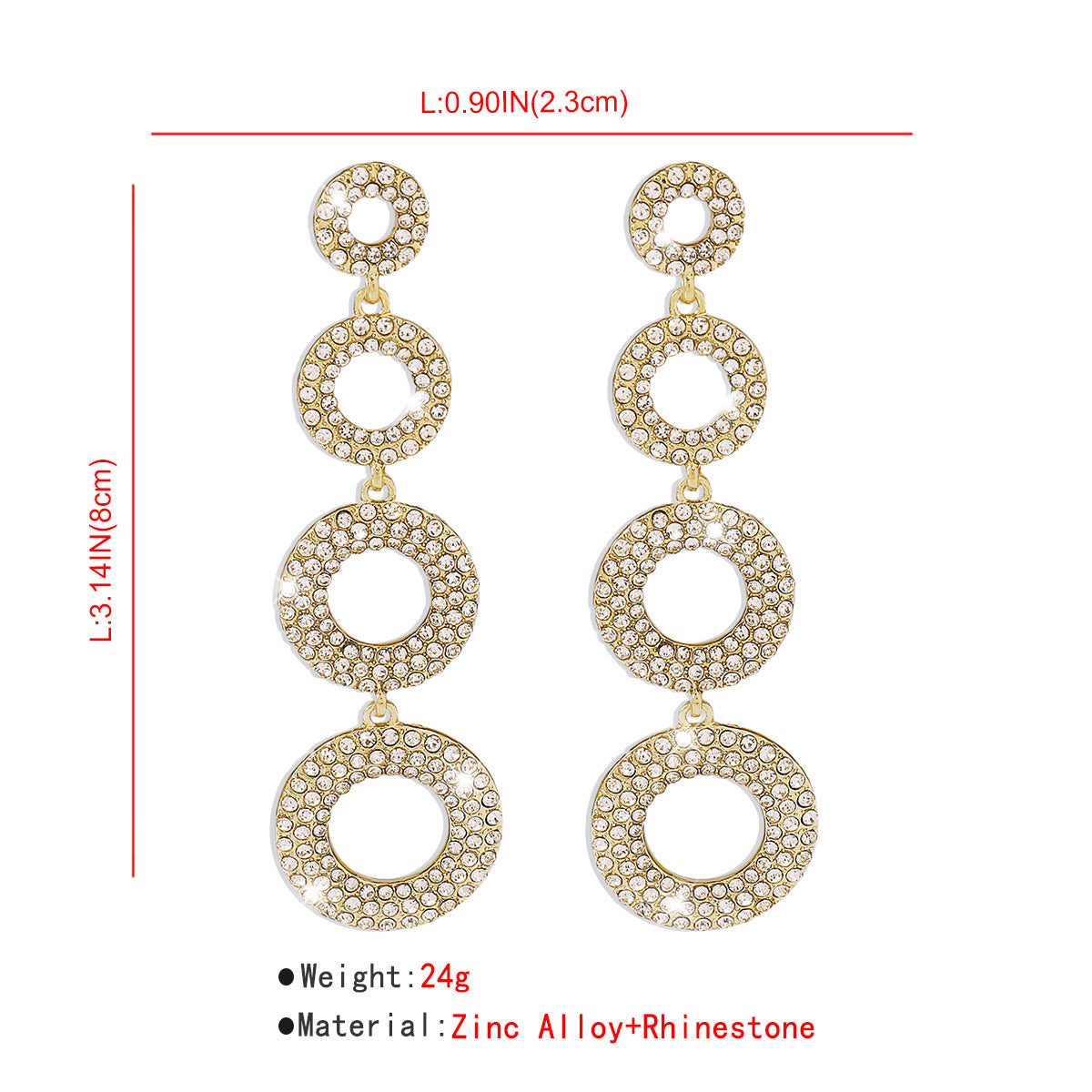 Fashion Round Alloy Inlay Rhinestones Earrings