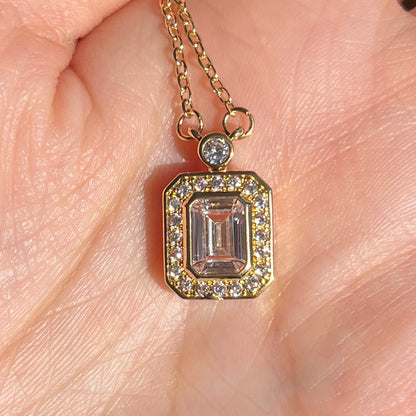 Copper Simple Style Shiny Inlay Rectangle Perfume Bottle Zircon Pendant Necklace