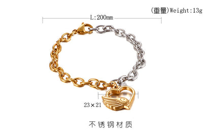 E-commerce Supply Ornament Wholesale European And American Simple Color Girls' Bracelet Heart-shaped Wings Stainless Steel Women's Bracelet