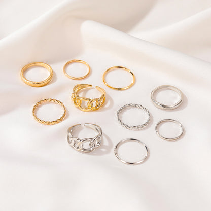 Fashion Open Geometric Alloy Ring Five-piece