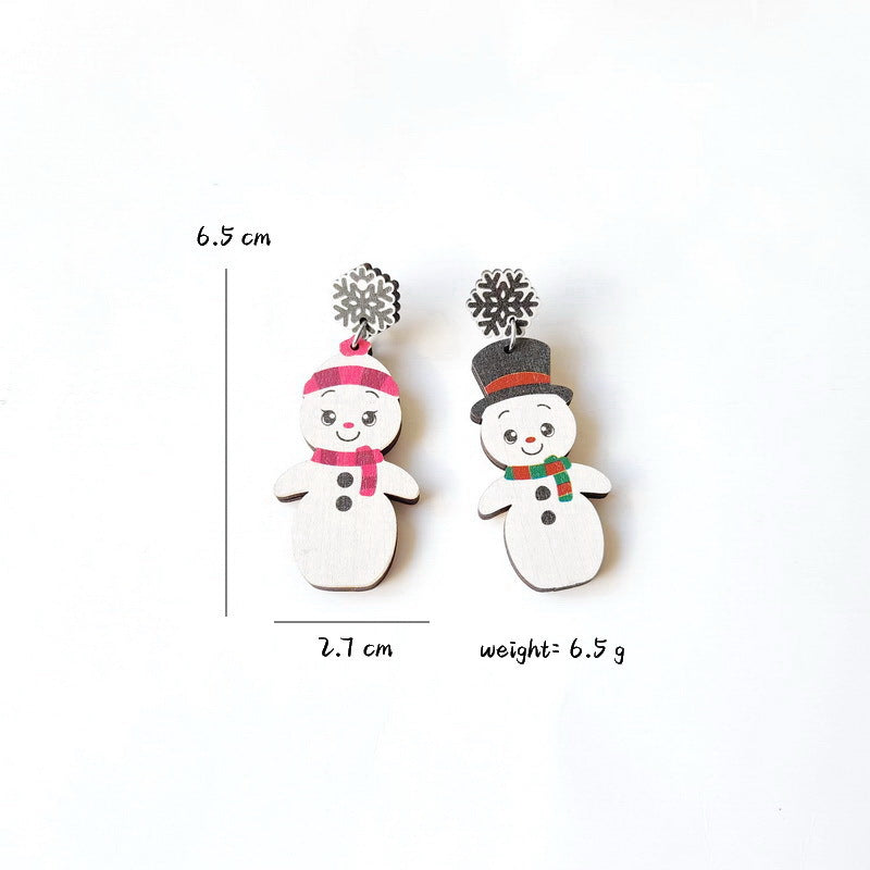 Exaggerated Cartoon Character Wood Printing Women's Earrings 1 Pair