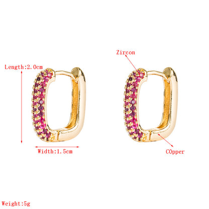 Rainbow Micro-inlaid Zircon Hip-hop Earrings