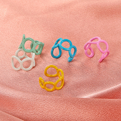 Fashion Color Open Hollow Dripping Chain-shaped Ring